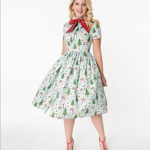 1950s forest Gnome scene swing dress